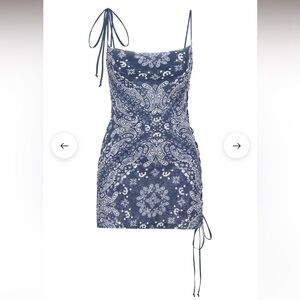 Miaou Navy and White Paisley Mini Dress bandana handkerchief dress